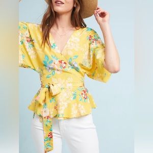 Yumi Kim silk floral wrap blouse
